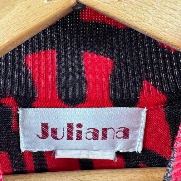 Juliana Red Abstract Criss Cross Sweater Y2K Vintage Fit Small/Medium - Picture 4 of 5